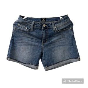 Just Black Womens Blue Mid Rise Cotton Blend Cuffed Denim Jean Shorts Size 26